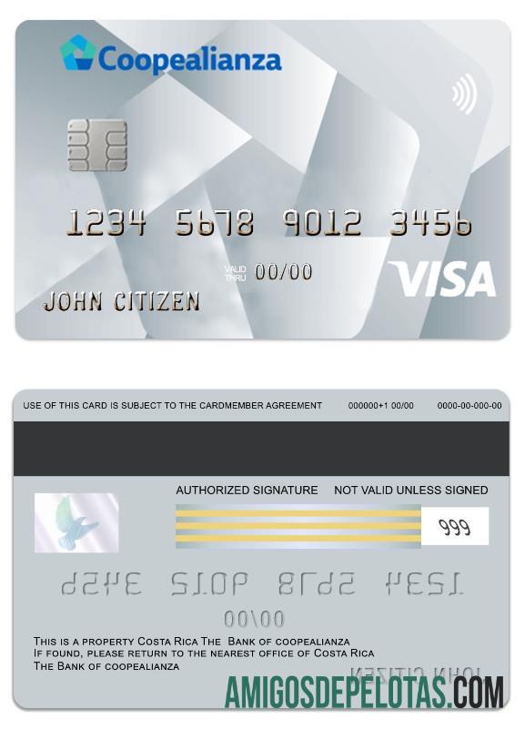 Costa Rica Coopealianza Visa Platinum Card exemplo real